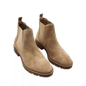 Steve Madden Women's Beige Lug Leopold Round Toe Block Leather